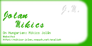 jolan mikics business card